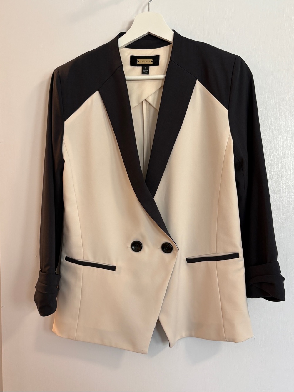 Greylin Sz S Cream & Navy 2 Button Blazer